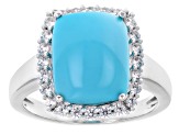 Blue Sleeping Beauty Turquoise Rhodium Over Sterling Silver Ring 0.43ctw