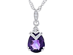 Purple Amethyst Rhodium Over Sterling Silver Pendant with Chain 1.45ctw