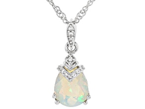 White Ethiopian Opal Rhodium Over Sterling Silver Pendant with Chain 0.89ctw