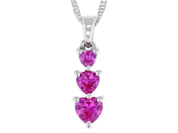 Pink Lab Created Sapphire 18k Rose Gold Over Sterling Silver Flamingo Pendant With Chain 0.46ctw