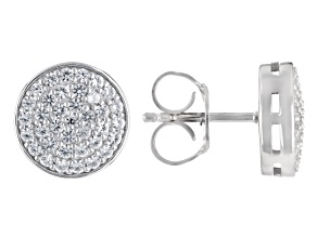 White Lab Created Sapphire Rhodium Over Sterling Silver Earrings 0.79ctw