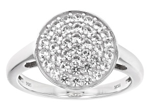 White Lab Created Sapphire Rhodium Over Sterling Silver Ring 0.58ctw