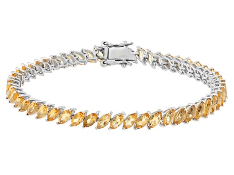 Yellow Citrine Rhodium Over Sterling Silver Bracelet 10.00ctw
