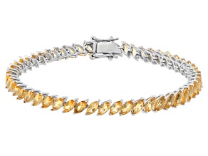 Yellow Citrine Rhodium Over Sterling Silver Bracelet 10.00ctw