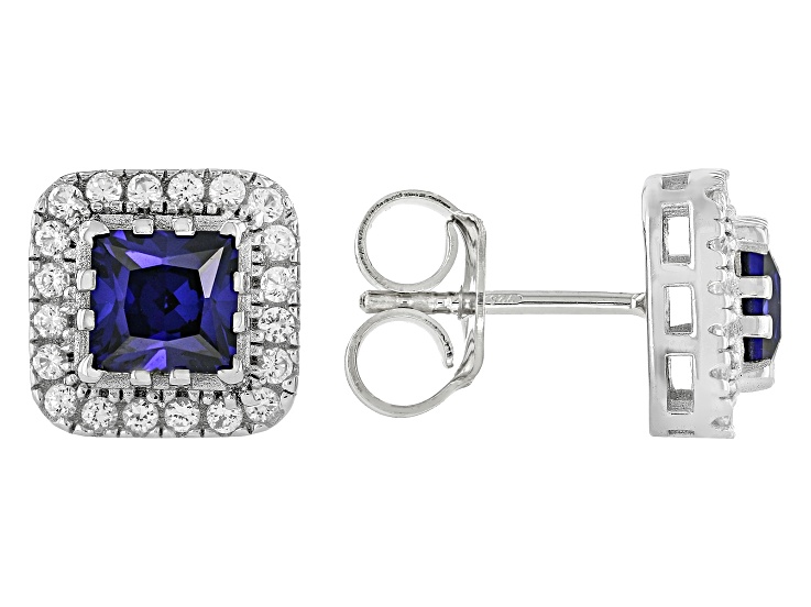 Blue Lab Created Sapphire Platinum Over Sterling Silver