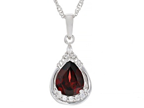 Red Garnet Rhodium Over Sterling Silver Pendant with Chain 1.85ctw