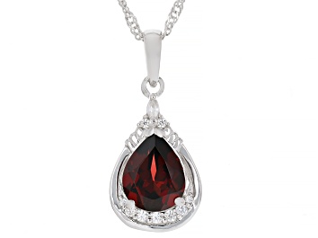 Picture of Red Garnet Rhodium Over Sterling Silver Pendant with Chain 1.85ctw