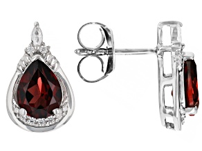 Red Garnet Rhodium Over Sterling Silver Earrings 2.22ctw