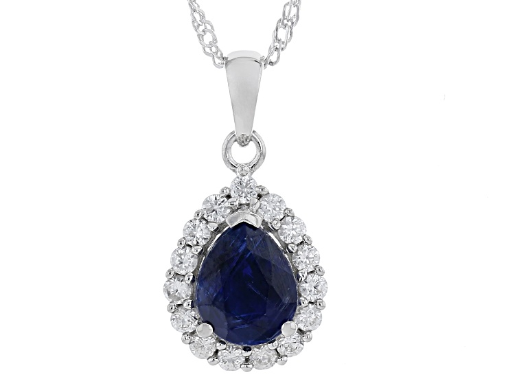 Blue Kyanite Rhodium Over Sterling Silver Pendant with Chain