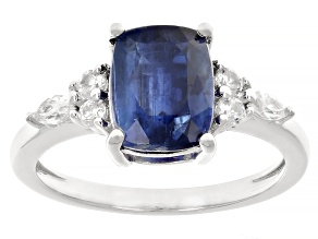 Blue Kyanite Rhodium Over Sterling Silver Ring 2.53ctw