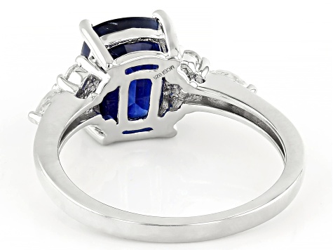 Blue Kyanite Rhodium Over Sterling Silver Ring 2.53ctw