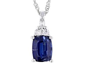Blue Kyanite Rhodium Over Sterling Silver Pendant with Chain 2.45ctw