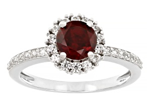Red Garnet Rhodium Over Sterling Silver Spinner Ring 1.27ctw