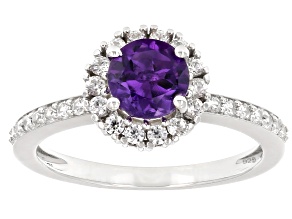Purple African Amethyst Rhodium Over Sterling Silver Spinner Ring 1.21ctw