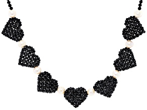 Black Spinel Rhodium Over Sterling Silver Necklace
