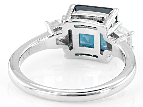 Lab Teal Spinel Rhodium Over Sterling Silver Ring 3.09ctw - JSM949