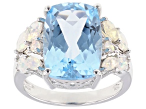 Sky Blue Topaz Rhodium Over Sterling Silver Ring 7.98ctw