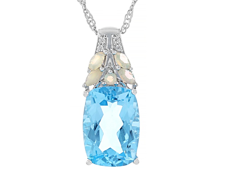 Sky Blue Topaz Rhodium Over Sterling Silver Pendant with Chain - JSM954 ...