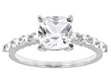 White Lab Created Sapphire Platinum Over Sterling Silver Ring