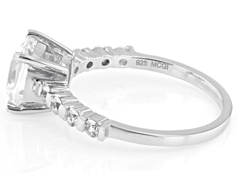 White Lab Created Sapphire Platinum Over Sterling Silver Ring