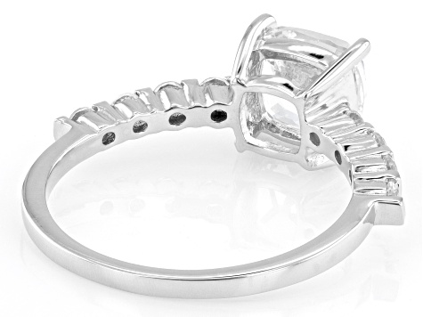White Lab Created Sapphire Platinum Over Sterling Silver Ring