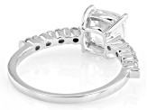 White Lab Created Sapphire Platinum Over Sterling Silver Ring