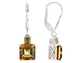 Champagne Quartz Rhodium Over Sterling Silver Earrings 4.77ctw