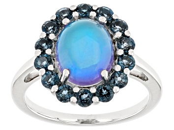 Multi-Color Multi-Gemstone Rhodium Over Silver Ring 4.56ctw