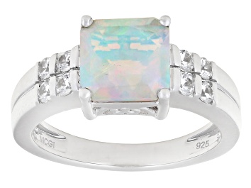 Picture of White Ethiopian Opal Rhodium Over Sterling Silver Ring 1.57ctw