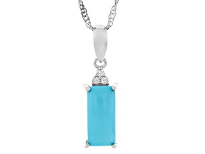 Blue Sleeping Beauty Turquoise Rhodium Over Sterling Silver Pendant with Chain 0.05ctw