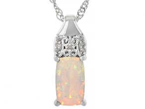White Ethiopian Opal Rhodium Over Sterling Silver Pendant with Chain 1.24ctw