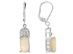 White Ethiopian Opal Rhodium Over Sterling Silver Earrings 2.44ctw