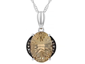 Champagne Quartz Rhodium Over Sterling Silver Pendant with Chain 4.52ctw