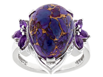Picture of Purple Turquoise Rhodium Over Sterling Silver Ring 0.43ctw
