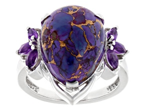 Purple Turquoise Rhodium Over Sterling Silver Ring 0.43ctw
