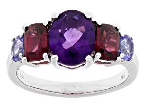 Purple Amethyst Rhodium Over Sterling Silver Ring 2.92ctw