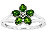 Chrome Diopside With Green Diamond Rhodium Over Sterling Silver Ring