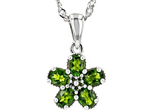 Green Chrome Diopside Rhodium Over Silver Pendant with Chain