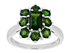 Green Chrome Diopside Rhodium Over Sterling Silver Ring 2.22Ctw