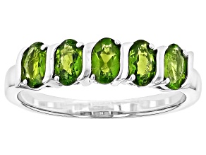 Green Chrome Diopside Rhodium Over Sterling Silver Band Ring