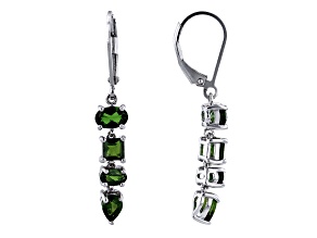 Green Chrome Diopside Rhodium Over Sterling Silver Dangle Earrings 2.40Ctw