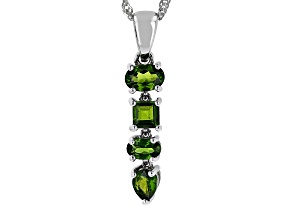 Green Chrome Diopside Rhodium Over Sterling Silver Dangle Pendant with Chain 1.20Ctw