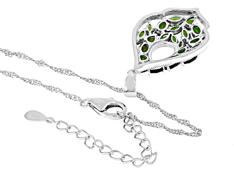Green Chrome Diopside Rhodium Over Sterling Silver Pendant with Chain 2.64ctw
