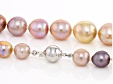 Multi-Color Cultured Freshwater Pearl Rhodium Over Sterling Silver 24 Inch Necklace 55.25Ctw