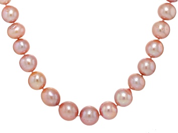 Picture of Genusis™ 11-14mm Natural Peach Cultured Freshwater Pearl Rhodium Over Sterling Silver Necklace