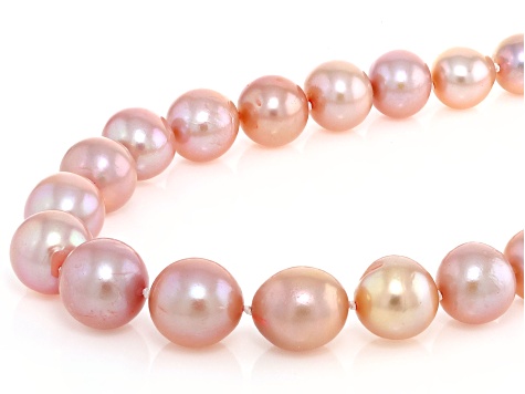 Genusis™ 11-14mm Natural Peach Cultured Freshwater Pearl Rhodium Over Sterling Silver Necklace