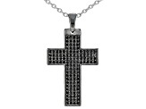 Black Spinel Rhodium Over Sterling Silver Pendant with Chain 0.72Ctw