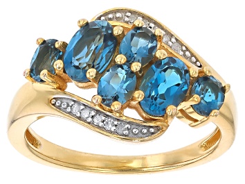 Picture of London Blue Topaz and White Diamond 3K Yellow Gold Ring 1.60Ctw