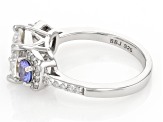 Moissanite and Tanzanite White Silver Ring 2.98Ctw