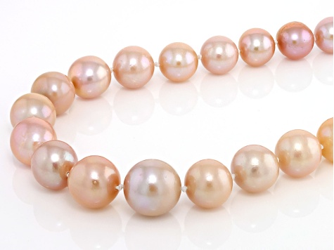 Natural Pink Cultured Freshwater Pearl White Silver Necklace 467.50Ctw